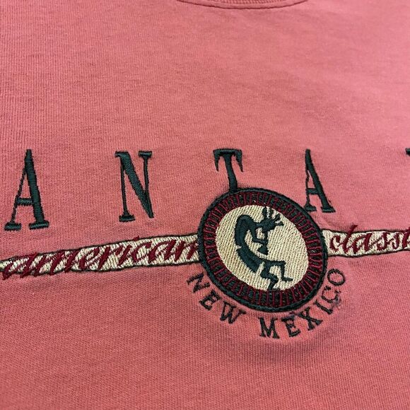 Earth Collection Vintage 90s Santa Fe New Mexico Embroidered Peach T-Shirt Large - Picture 3 of 9